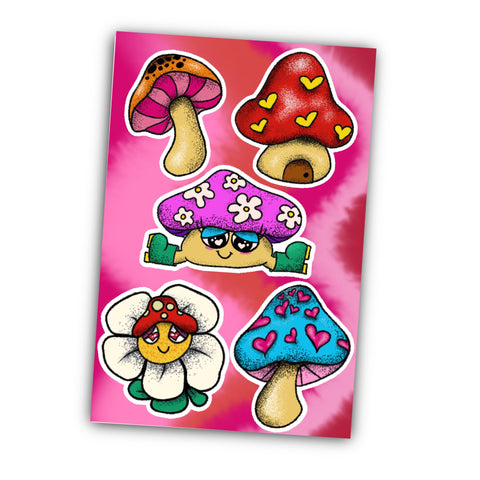 Retro mushrooms Sticker Sheet